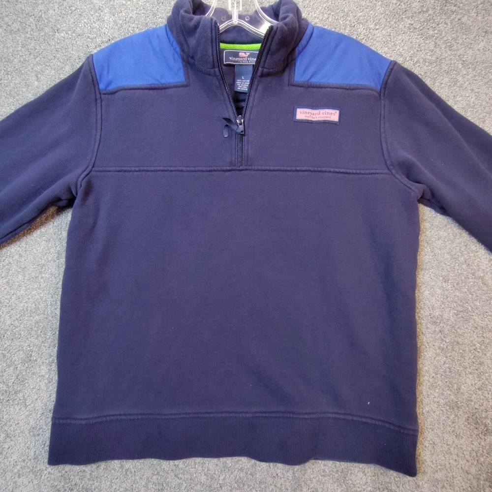 Vineyard Vines Boys Quarter Zip Sweatshirt Blue L Long Sleeve Pullover Whale